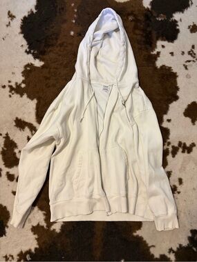 PINK Victoria's Secret Men's White Zip-Up Hoodie